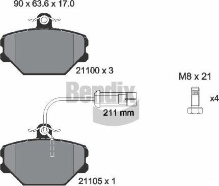 BENDIX Braking BPD1750 - Гальмівні колодки, дискові гальма autozip.com.ua
