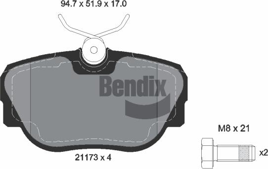 BENDIX Braking BPD1760 - Гальмівні колодки, дискові гальма autozip.com.ua
