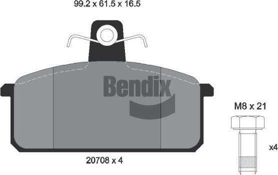 BENDIX Braking BPD1721 - Гальмівні колодки, дискові гальма autozip.com.ua