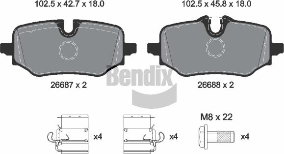 BENDIX Braking BPD2494 - Гальмівні колодки, дискові гальма autozip.com.ua