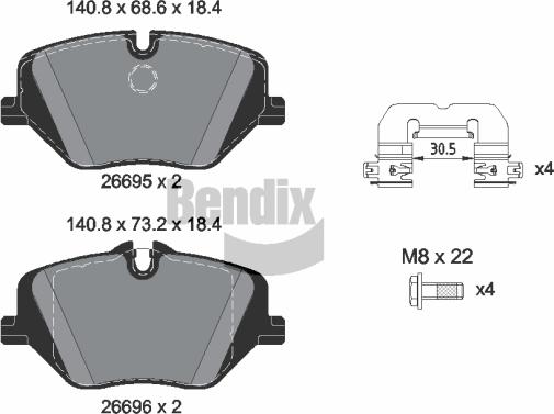 BENDIX Braking BPD2493 - Гальмівні колодки, дискові гальма autozip.com.ua