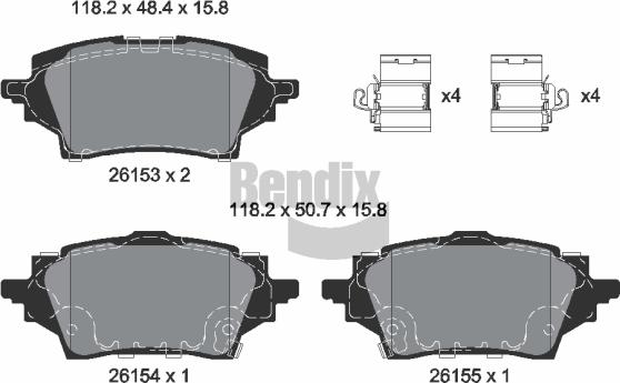 BENDIX Braking BPD2473 - Гальмівні колодки, дискові гальма autozip.com.ua