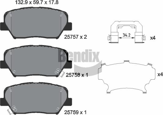 BENDIX Braking BPD2610 - Гальмівні колодки, дискові гальма autozip.com.ua