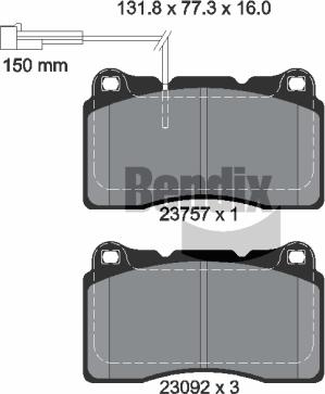 BENDIX Braking BPD2037 - Гальмівні колодки, дискові гальма autozip.com.ua