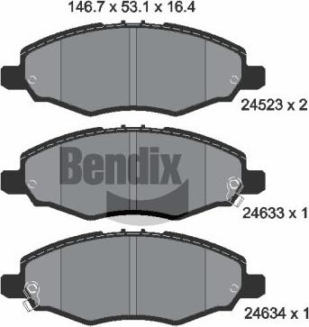 BENDIX Braking BPD2164 - Гальмівні колодки, дискові гальма autozip.com.ua