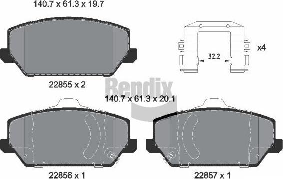 BENDIX Braking BPD2342 - Гальмівні колодки, дискові гальма autozip.com.ua