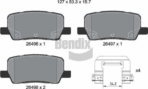 BENDIX Braking BPD2386 - Гальмівні колодки, дискові гальма autozip.com.ua