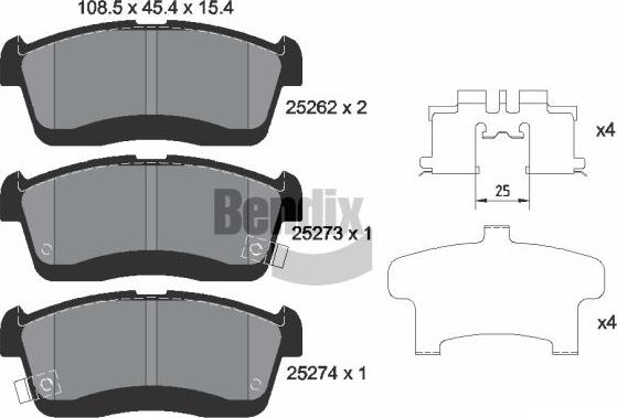 BENDIX Braking BPD2241 - Гальмівні колодки, дискові гальма autozip.com.ua