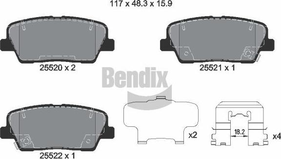 BENDIX Braking BPD2247 - Гальмівні колодки, дискові гальма autozip.com.ua