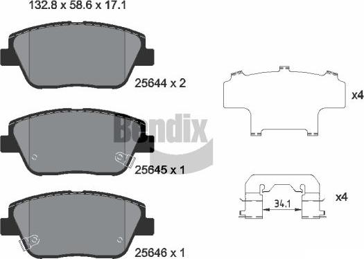 BENDIX Braking BPD2256 - Гальмівні колодки, дискові гальма autozip.com.ua