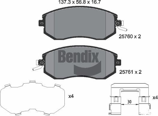 BENDIX Braking BPD2267 - Гальмівні колодки, дискові гальма autozip.com.ua