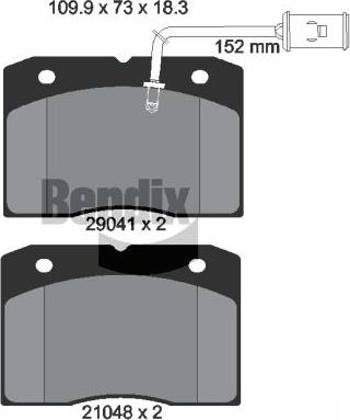 BENDIX Braking BPD2283 - Гальмівні колодки, дискові гальма autozip.com.ua