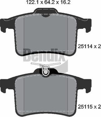 BENDIX Braking BPD2224 - Гальмівні колодки, дискові гальма autozip.com.ua