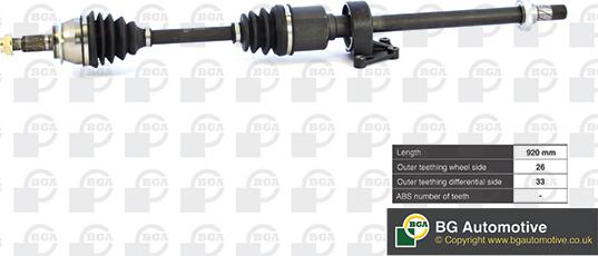 BGA DS0915R - Приводний вал autozip.com.ua