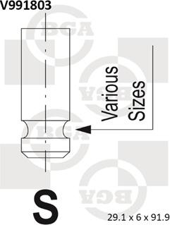 BGA V991803 - Впускний клапан autozip.com.ua