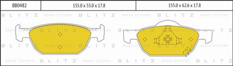 Blitz BB0482 - Гальмівні колодки, дискові гальма autozip.com.ua