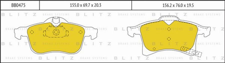 Blitz BB0475 - Гальмівні колодки, дискові гальма autozip.com.ua