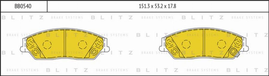 Blitz BB0540 - Гальмівні колодки, дискові гальма autozip.com.ua