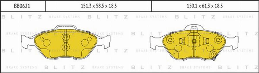 Blitz BB0621 - Гальмівні колодки, дискові гальма autozip.com.ua