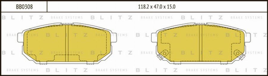 Blitz BB0308 - Гальмівні колодки, дискові гальма autozip.com.ua