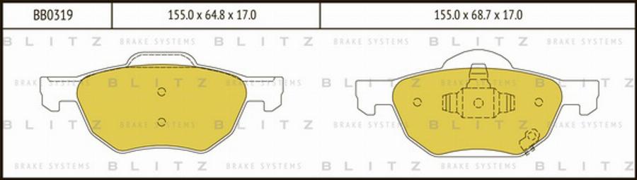 Blitz BB0319 - Гальмівні колодки, дискові гальма autozip.com.ua