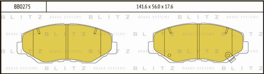 Blitz BB0275 - Гальмівні колодки, дискові гальма autozip.com.ua