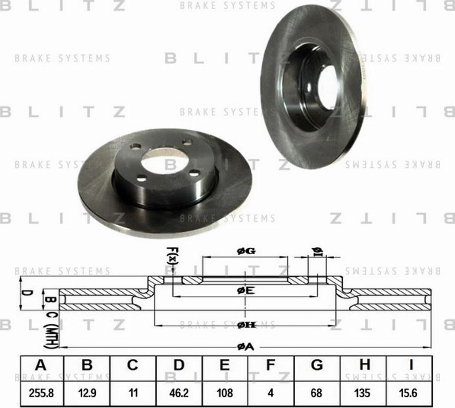 Blitz BS0100 - Гальмівний диск autozip.com.ua