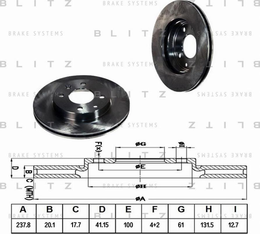 Blitz BS0108 - Гальмівний диск autozip.com.ua
