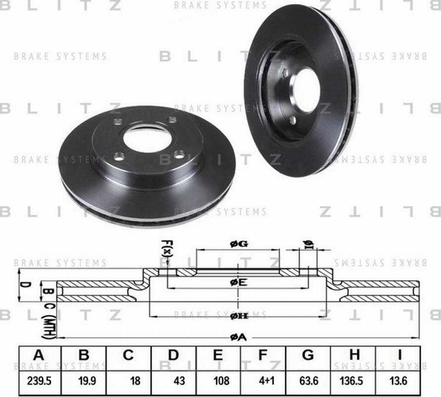 Blitz BS0125 - Гальмівний диск autozip.com.ua