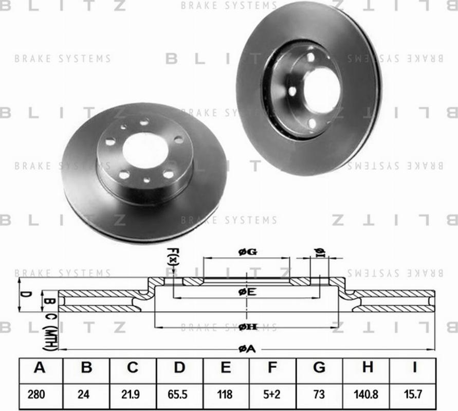 Blitz BS0120 - Гальмівний диск autozip.com.ua