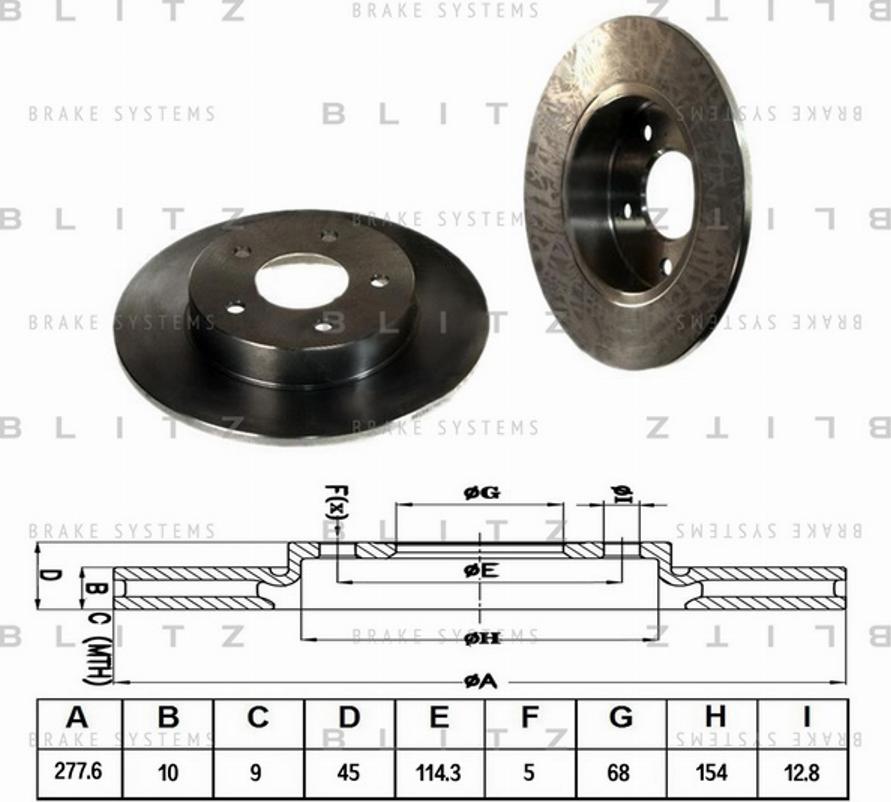 Blitz BS0176 - Гальмівний диск autozip.com.ua