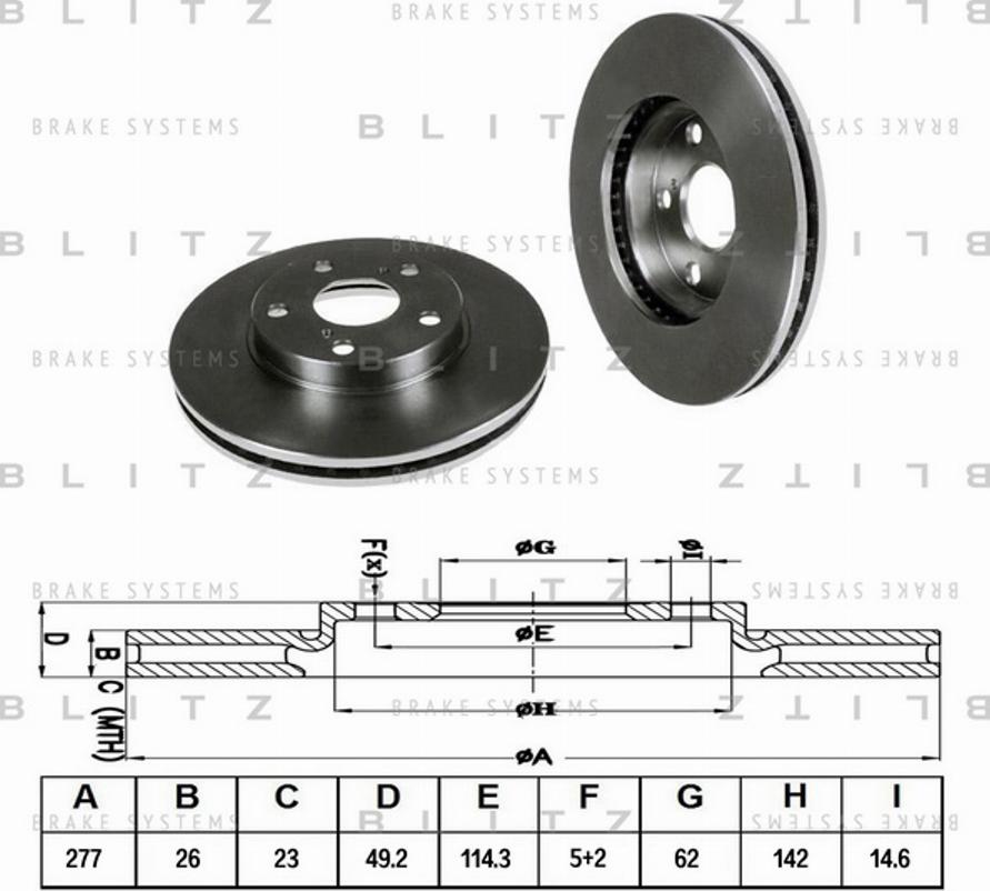 Blitz BS0346 - Гальмівний диск autozip.com.ua