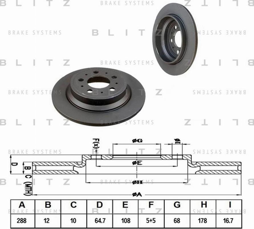 Blitz BS0337 - Гальмівний диск autozip.com.ua