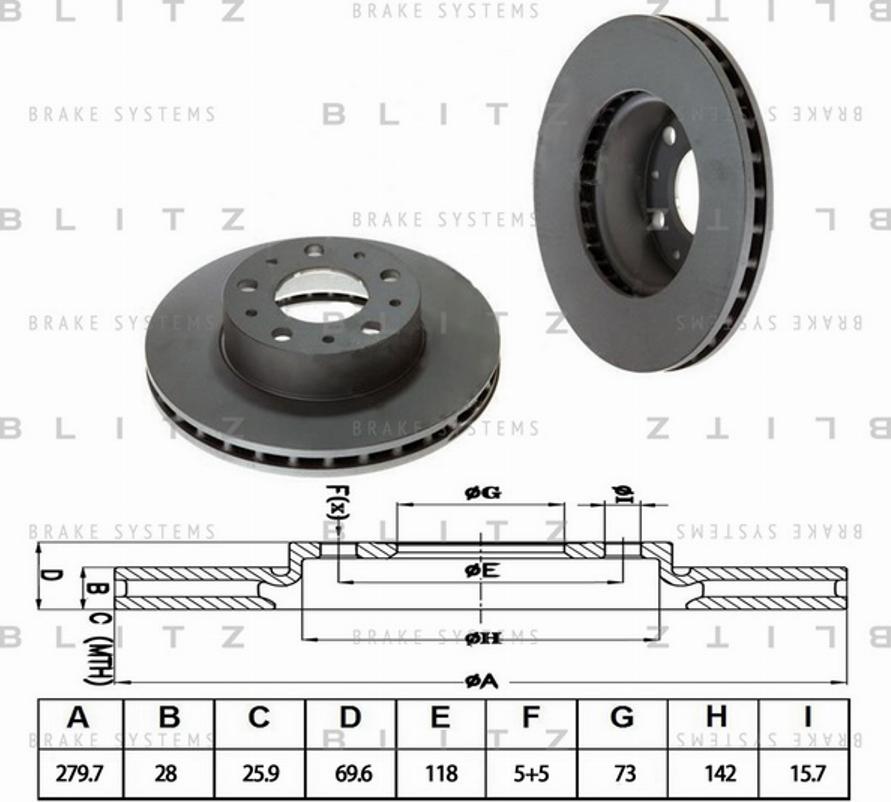 Blitz BS0240 - Гальмівний диск autozip.com.ua