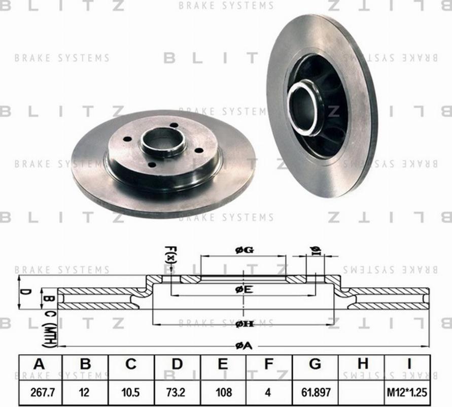 Blitz BS0259 - Гальмівний диск autozip.com.ua