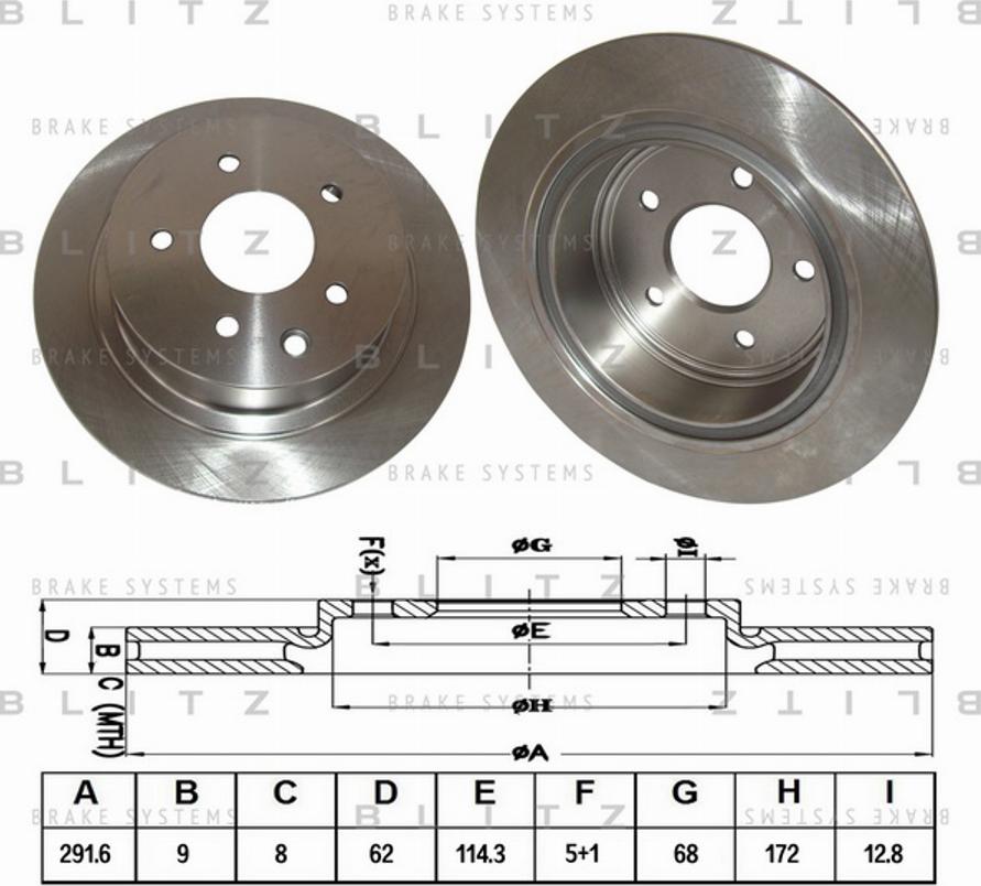 Blitz BS0252 - Гальмівний диск autozip.com.ua