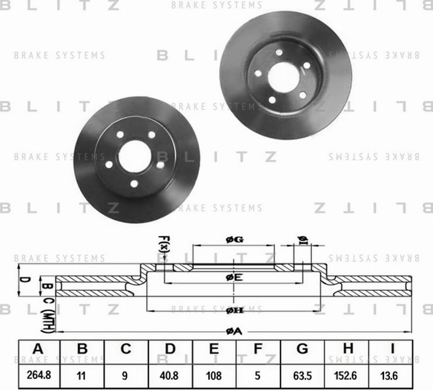 Blitz BS0201 - Гальмівний диск autozip.com.ua