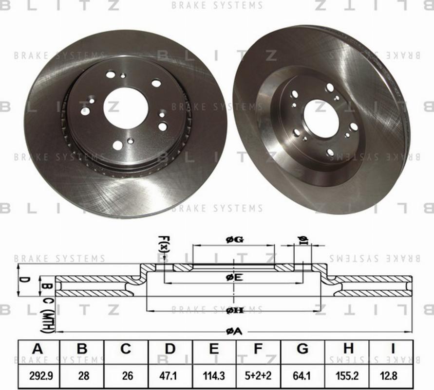 Blitz BS0279 - Гальмівний диск autozip.com.ua