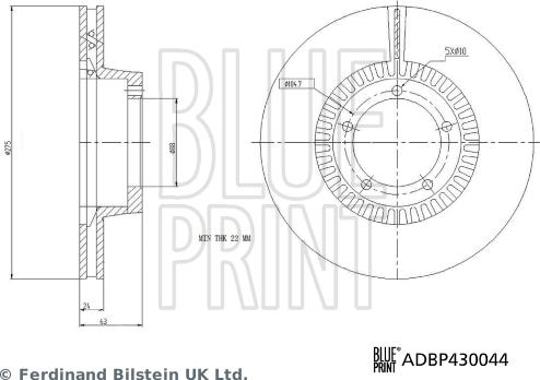 Blue Print ADBP430044 - Гальмівний диск autozip.com.ua