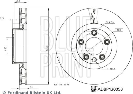 Blue Print ADBP430058 - Гальмівний диск autozip.com.ua