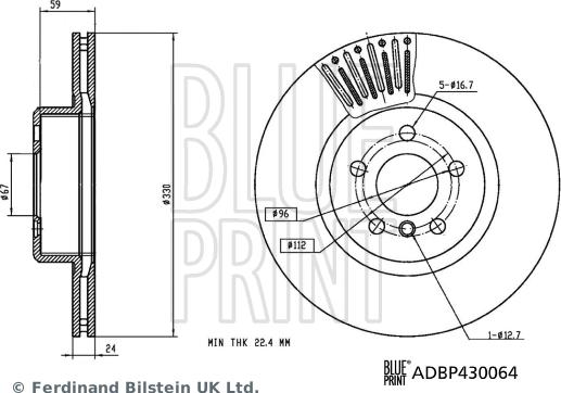 Blue Print ADBP430064 - Гальмівний диск autozip.com.ua