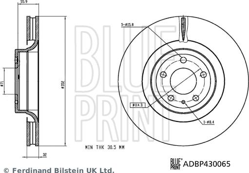 Blue Print ADBP430065 - Гальмівний диск autozip.com.ua