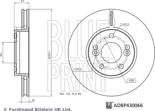 Blue Print ADBP430066 - Гальмівний диск autozip.com.ua