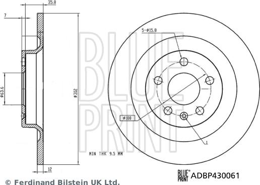 Blue Print ADBP430061 - Гальмівний диск autozip.com.ua