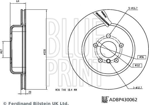 Blue Print ADBP430062 - Гальмівний диск autozip.com.ua