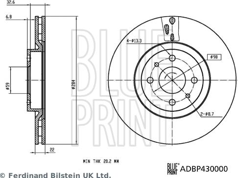 Blue Print ADBP430000 - Гальмівний диск autozip.com.ua