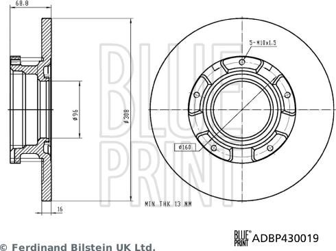 Blue Print ADBP430019 - Гальмівний диск autozip.com.ua