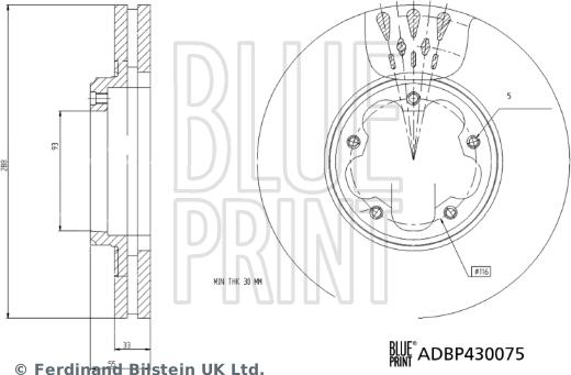 Blue Print ADBP430075 - Гальмівний диск autozip.com.ua