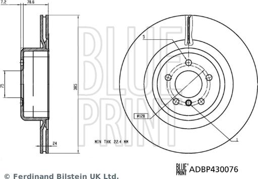 Blue Print ADBP430076 - Гальмівний диск autozip.com.ua