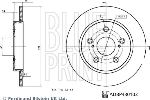 Blue Print ADBP430103 - Гальмівний диск autozip.com.ua